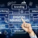 digital marketing business concept business concept businessman click digital marketing button virtual screen text typography 125648024