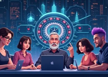 flux dev A futuristic illustration of gears and microchips forming a cityscape with neon 0