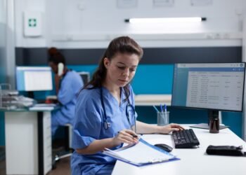 pharmacist nurse with stethoscope analyzing healthcare treatment 1 1 1