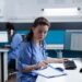 pharmacist nurse with stethoscope analyzing healthcare treatment 1 1 1