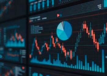 financial data charts computer screens