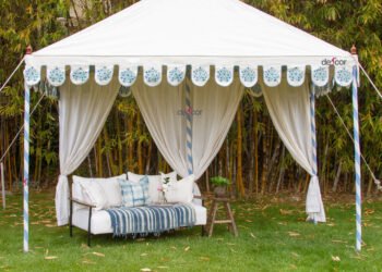 striped canopy tent