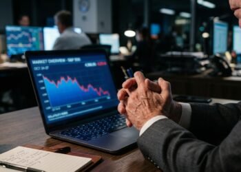 Investor hands clasped dim office 202607231922