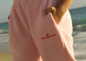 Pink Palm Puff Sweatpants in Pink