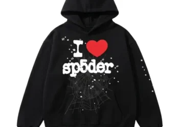 Sp5der I Heart SP5 Souvenir Hoodie in Black main view with logo print 768x768 1